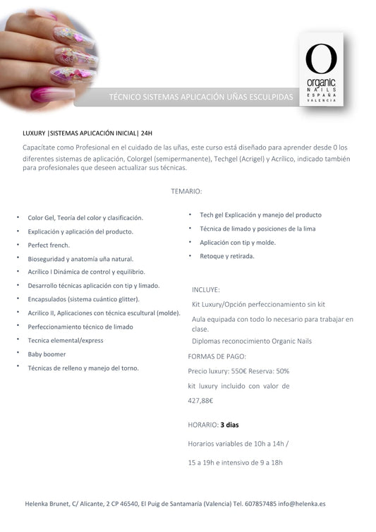 CURSO TÉCNICO EN APLICACION UÑAS ESCULPIDAS LUXURY